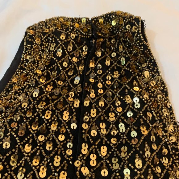 Vintage Mark & John by Gopal Black and Gold Sequin/Beaded Halter Top Size L - Picture 8 of 15
